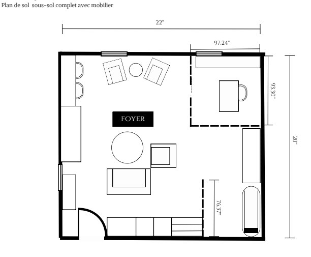 Exemple de plan d'espace avec dimensions