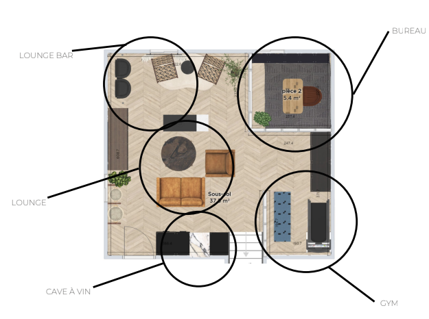 Exemple de plan avec suggestions de meubles