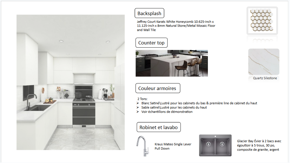 Exemple de rendu 3D avec sélections de matériaux et produits